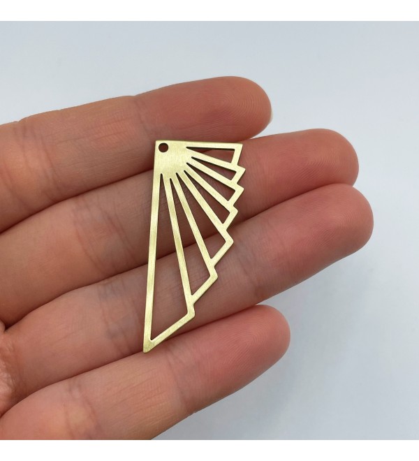 Raw Brass Earring Charm, Geometric Fan Shaped Earring Charm, Triangle Charm Pendant, Earring Connector, Brass Earrings Findings RW-1491