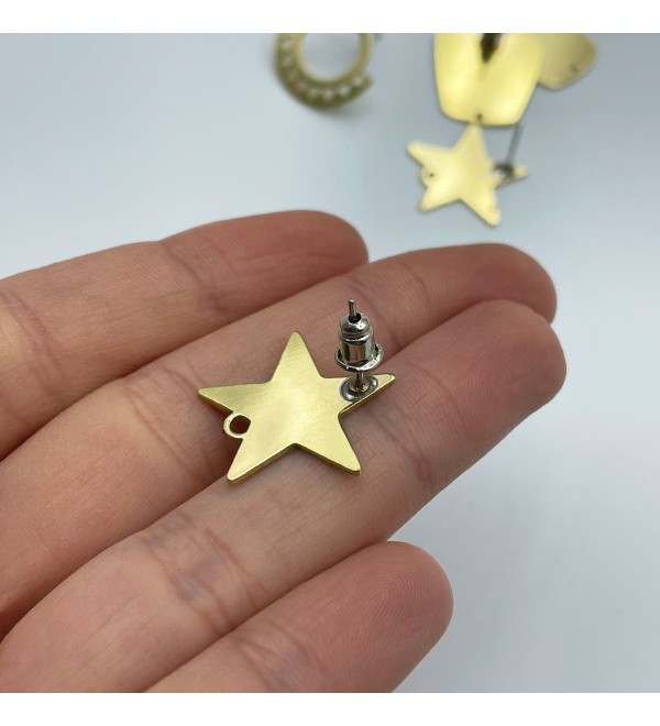 1 Pair Brass Star Earring, Raw Brass Star Stud Earrings, Brass Earring Stud, Brass Earring Post, Star Stud, Brass Jewelry Supplies RW-1494