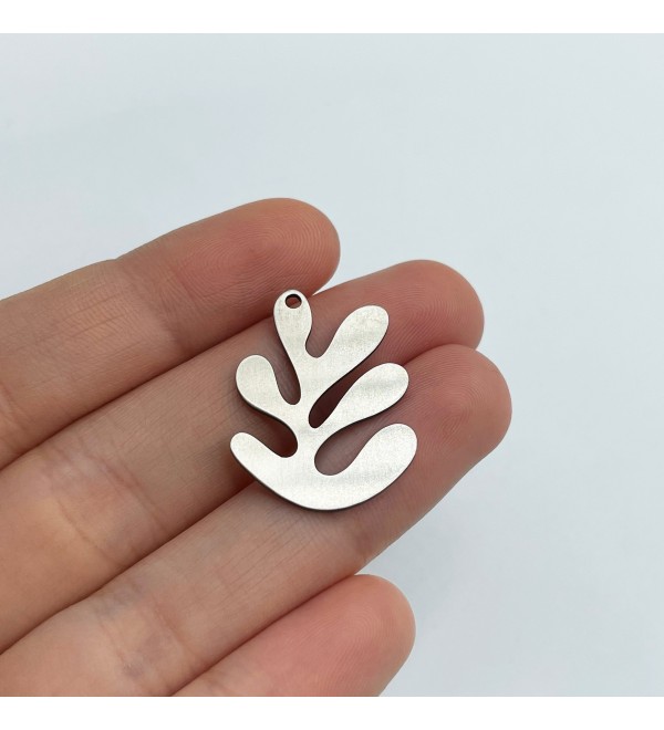 Stainless Steel Geometric Leaf Charm, Geometric Leaf Pendant, Steel Findings, Steel Earring Charms, Laser Cut Jewelry Supplies STL-3285