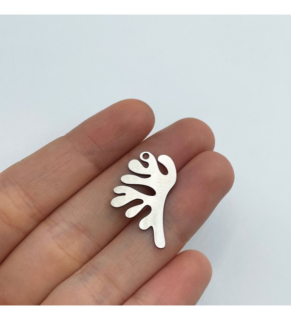 Stainless Steel Geometric Leaf Charm, Geometric Leaf Pendant, Steel Findings, Steel DIY Charms, Laser Cut Jewelry Supplies STL-3286