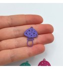 Mushroom Charm, Mushroom Pendant, Colored Steel Mushroom Charm, Moon Stars Celestial Mushroom Charm, Laser Cut Jewelry SuppliesPTD-1368