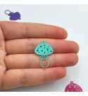 Mushroom Charm, Mushroom Pendant, Colored Steel Mushroom Charm, Moon Stars Celestial Mushroom Charm, Laser Cut Jewelry SuppliesPTD-1368