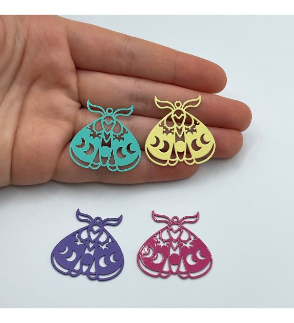 Moth Charm, Moon Phases on Moth Charm, Moth Pendant, Mystical Charms for Jewelry Making, Laser Cut Jewelry Making Supplies PTD-1314