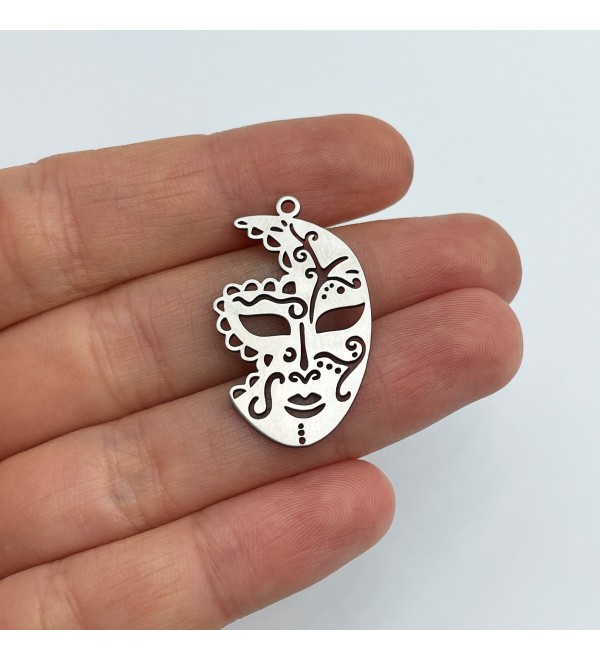 Stainless Steel Mask Charm, Masquerade Mask Charm Pendant, Earring Charms, Jewelry Charms for Earring Necklace Making STL-3496