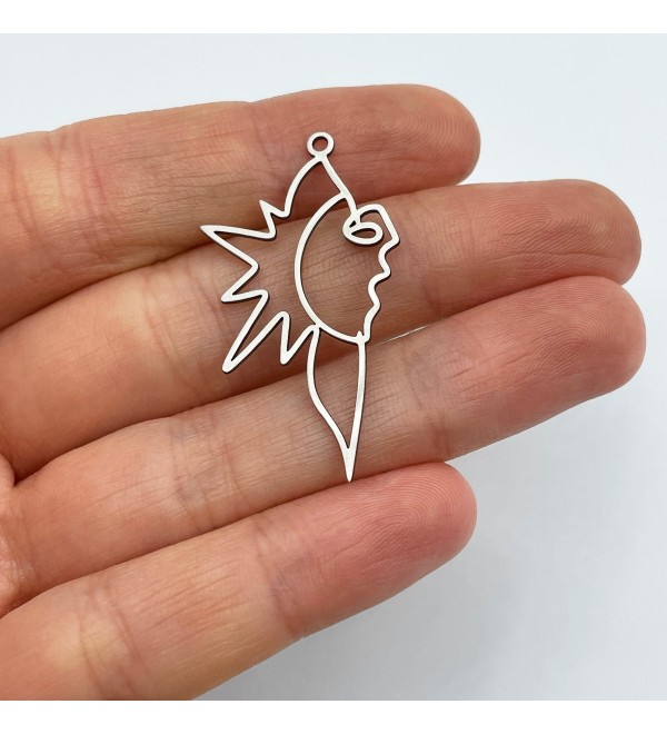 Stainless Steel Sun Charm, Outline Sun Charm Pendant, Sun Face Earring Charm, Steel Findings, Laser Cut Jewelry Making SuppliesSTL-3497