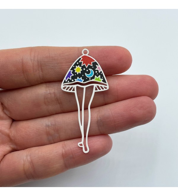 Mushroom Charm, Colored Stainless Steel Mushroom Legs Charm, Mushroom Pendant, Laser Cut Jewelry Making Supplies PTD-1036