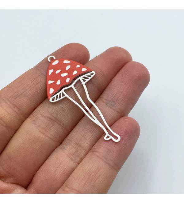 Mushroom Charm, Colored Stainless Steel Mushroom Legs Charm, Mushroom Pendant, Laser Cut Jewelry Making Supplies PTD-1036