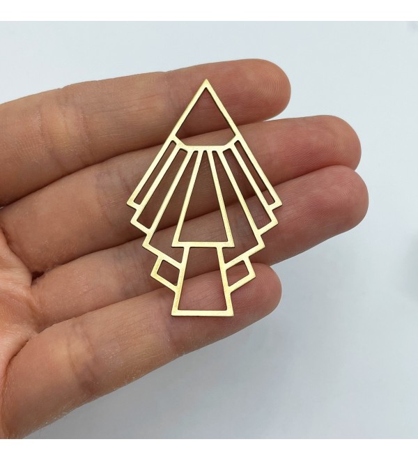 Raw Brass Earring Charm, Geometric Art Deco Earring Charm, Brass Dangle Pendant, Earring Connector, Laser Cut Brass Earrings RW-1526