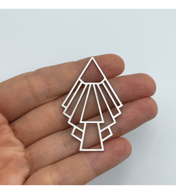 Stainless Steel Earring Charm, Geometric Art Deco Earring Charm, Steel Pendant, Earring Connector, Laser Cut Steel Earrings STL-3526