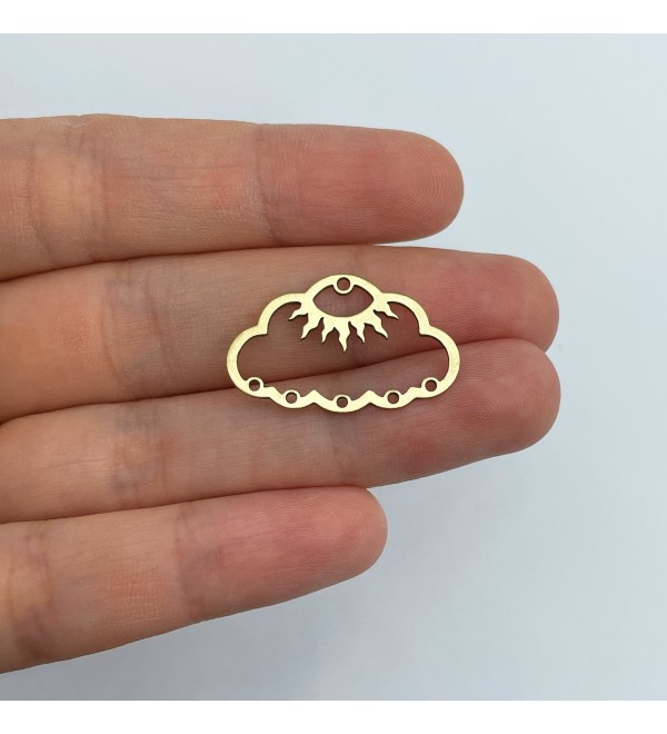 Raw Brass Cloud Charm, Sun Charm, Brass Connectors, Cloud Pendant, Brass Earring Charms, Laser Cut Jewelry Making Supplies RW-1536