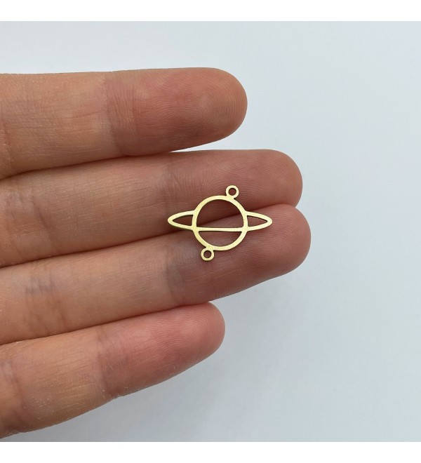 Raw Brass Saturn Charm, Planet Charm Pendant, Brass Connectors, Tiny Saturn Earring Charm, Laser Cut Jewelry Making Supplies RW-1528