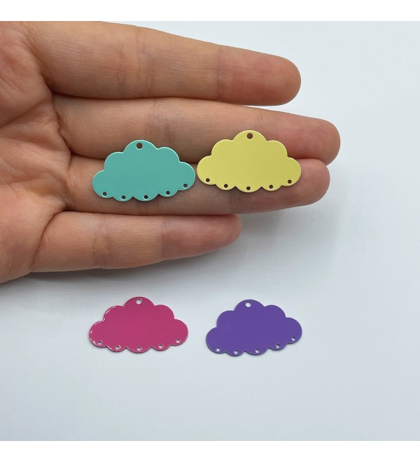 Cloud Earring Charm, Cloud Pendant, Colored Steel Earring Charm, Brass Earring Charms, Laser Cut Jewelry Making Supplies PTD-1139