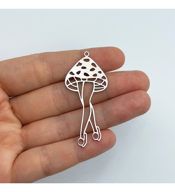 Stainless Steel Mushroom Charm, Mushroom Pendant, Mushroom Lady Charm, Steel Earrings Charms, Laser Cut Jewelry Making SuppliesSTL-3523