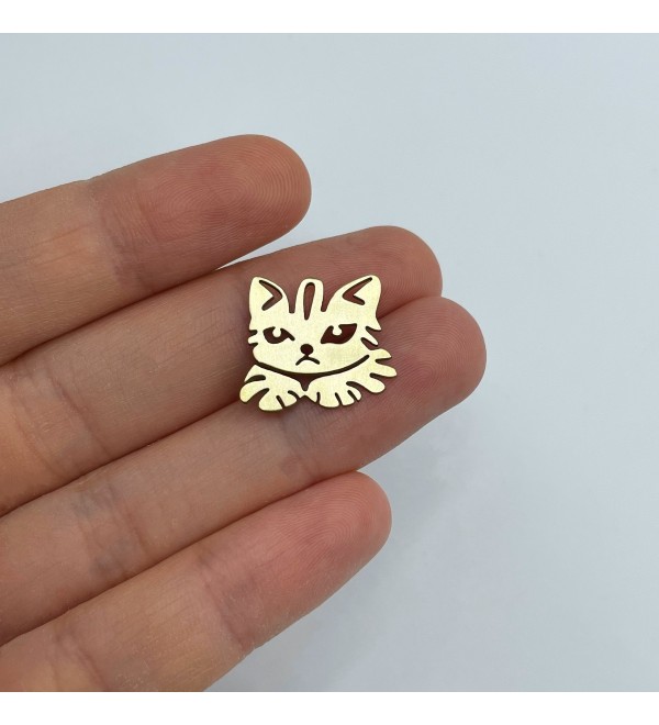 Raw Brass Cat Charm, Brass Cat Pendant, Brass Earring Charms, Animal Charms, Brass Connectors, Laser Cut Jewelry Making SuppliesRW-1525