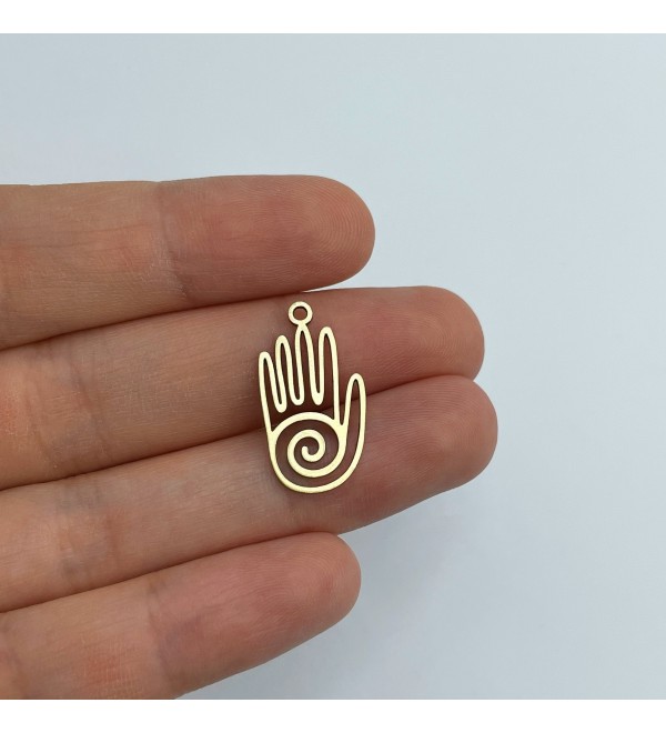 Raw Brass Hand Charm, Brass Hamsa Hand Charm, Healer's Hand Shaman Hand Charm, Brass Earring Charms, Jewelry Making Supplies RW-1531