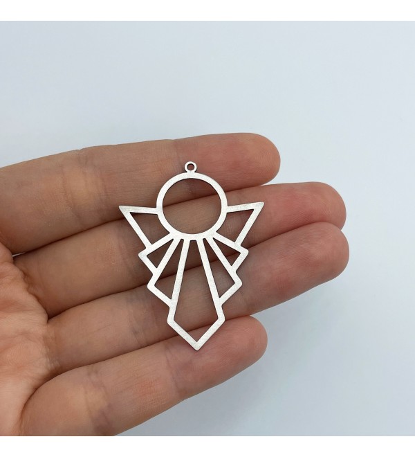 Stainless Steel Fan Shaped Charm, Geometric Earring Charm, Art Deco Earring Charm, Earring Connector, Jewelry Making Supplies STL-3534