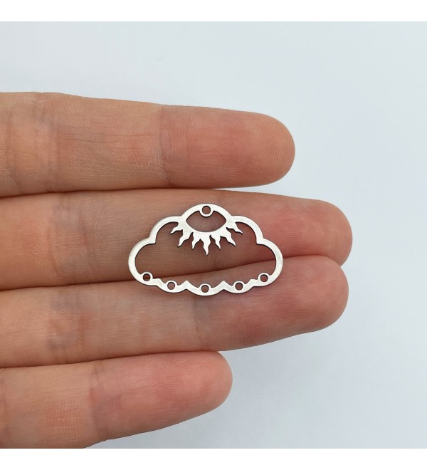 Stainless Steel Cloud Charm, Sun Charm, Brass Connectors, Cloud Pendant, Steel Earring Charms, Laser Cut Jewelry Supplies STL-3536