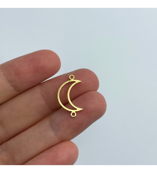 24K Gold Plated Moon Connector, Moon Charm Pendant, Brass Connectors for Jewelry Making, Earring Charms, Jewelry Supplies GLD-1527