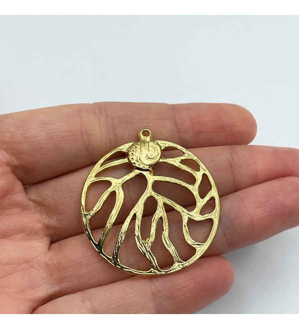 Gold Plated Large Round Charm, Gold Oval Pendant, Gold Plated Necklace Charms, Gold Plated Jewelry Supplies, Earring Findings GLD-1106