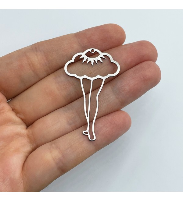 Stainless Steel Mushroom Charm, Mushroom Pendant, Sun Cloud Legs Charm, Earring Charms, Laser Cut Jewelry Making Supplies STL-3546