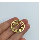 24K Gold Plated Moon Phases Charm, Sun and Moon Charm, Gold Sun Pendant, Moon Pendant, Laser Cut Brass Jewelry Making Supplies GLD-1002