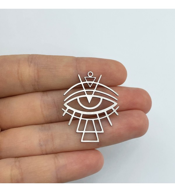 Stainless Steel Geometric Eye Charm, Eye Pendant, Drop Eye Charm, Steel Geometric Charms, Laser Cut Jewelry Making Supplies STL-3549