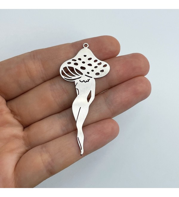 Stainless Steel Mushroom Charm, Mushroom Pendant, Mushroom Lady Charm, Steel Earrings Charms, Laser Cut Jewelry Making SuppliesSTL-3545