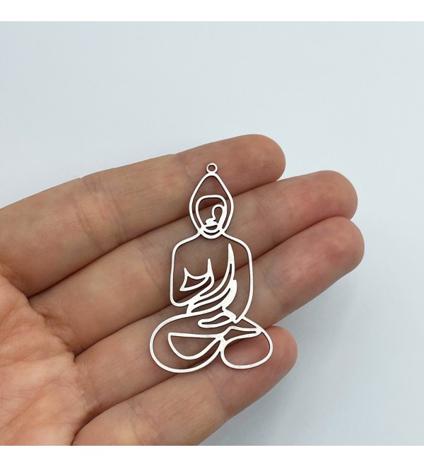 Stainless Steel Buddha Charm, Buddhist Monk Yoga Meditation Namaste Zen Chakra Charm, Laser Cut Jewelry Making Supplies STL-3550