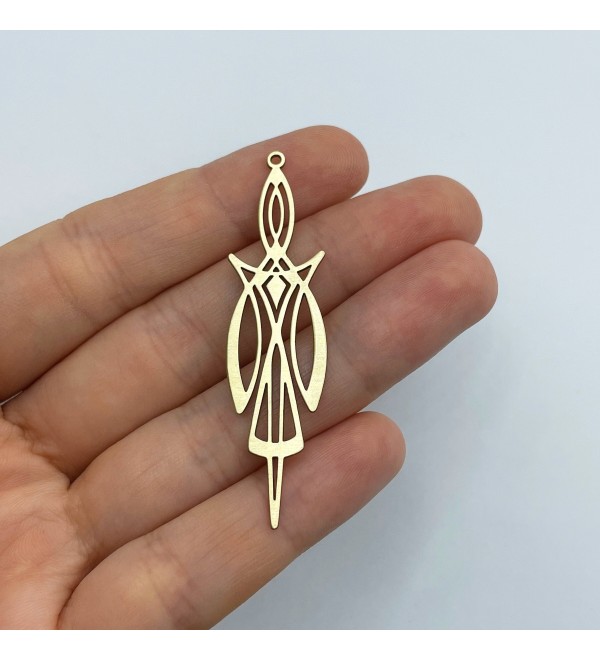 Raw Brass Geometric Charm, Brass Art Deco Charm, Brass Earrings Findings, Brass Pendants, Laser Cut Jewelry Making Supplies RW-1551