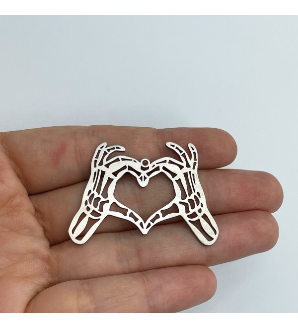 Stainless Steel Skeleton Hand Charm, Halloween Charms, Steel Earrings Charm, Steel Connectors, Laser Cut Jewelry Making Supplies STL-3553