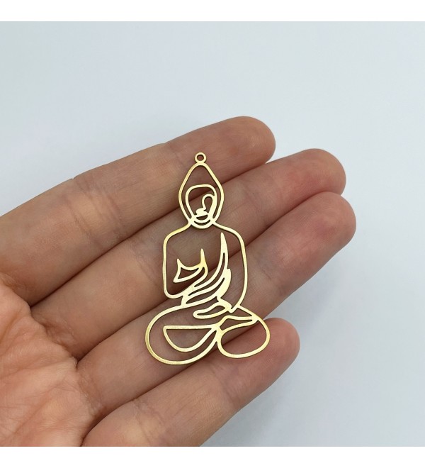 Raw Brass Buddha Charm, Brass Pendants, Yoga Meditation Namaste Zen Chakra Charm, Laser Cut Jewelry Making Supplies RW-1550