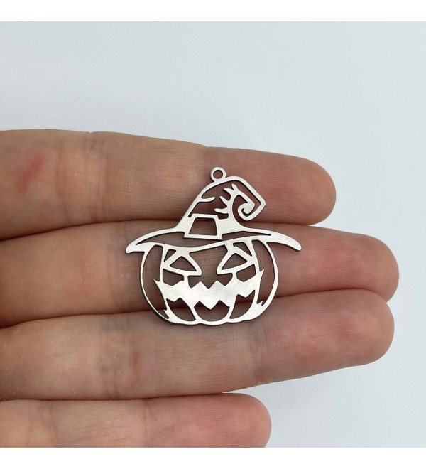 Stainless Steel Pumpkin Charm, Pumpkin Pendant, Halloween Charms, Jack O Lantern Charm, Earring Charms, Jewelry Supplies STL-3554