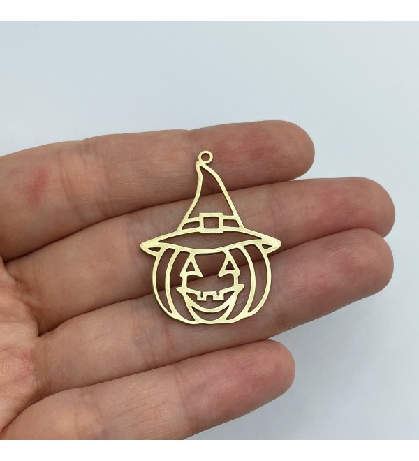 Raw Brass Pumpkin Charm, Pumpkin Pendant, Halloween Charms, Jack O Lantern Charm Brass Findings Earring Charms Jewelry Supplies RW-1556