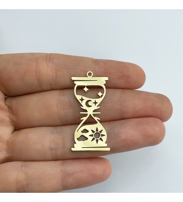 Raw Brass Hourglass Charm, Brass Pendants Jewelry Making, Raw Brass Earrings Charms Findings, Laser Cut Jewelry Making Supplies RW-1577