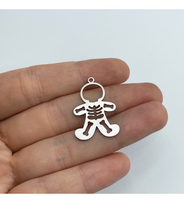 Stainless Steel Skeleton Charm, Steel Halloween Charms, Steel Earrings Charm, Steel Connectors, Laser Cut Jewelry Supplies STL-3570