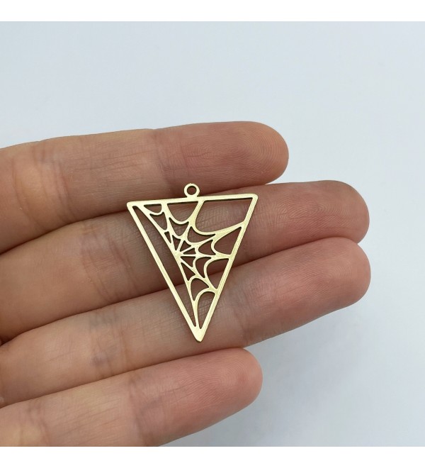 Raw Brass Spider Web Charm, Spider Web Pendant, Brass Findings, Halloween Charms, Earring Charms, Laser Cut Jewelry Supplies RW-1571