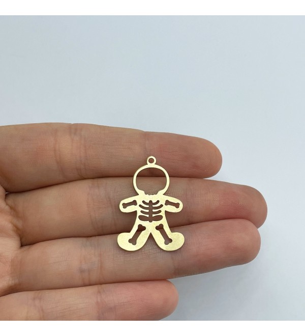 Raw Brass Skeleton Charm, Brass Halloween Charms, Brass Earrings Charm, Brass Connectors, Laser Cut Jewelry Making Supplies RW-1570