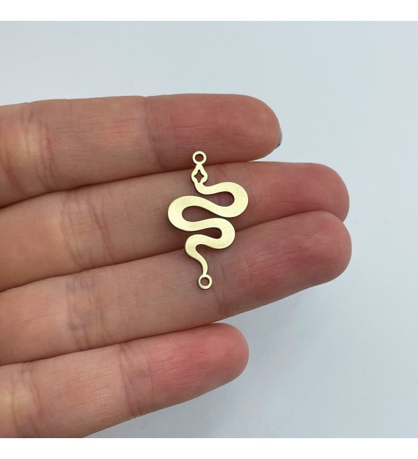 Raw Brass Snake Charm, Brass Charms, Snake Pendant, Brass Earring Charms, Serpent Charm, Laser Cut Jewelry Making Supplies RW-1582