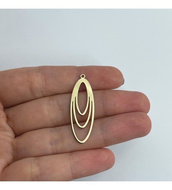 Raw Brass Oval Connector, Oval Link Connector, Oval Ring Charm, Brass Connector Earring Charm Laser Cut Jewelry Making Supplies RW-1590