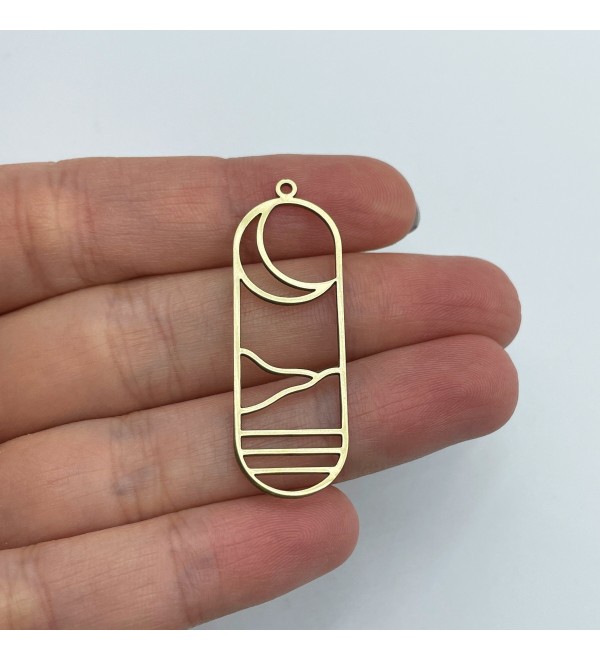 Raw Brass Bar Charm, Moon Charm, Brass Charms, Earring Charms, Brass Jewelry Making Supplies, Laser Cut Brass Charms RW-1585