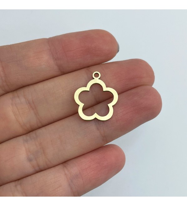 Raw Brass Flower Charm, Tiny Flower Charm, Hollow Flower Charm, Earring Charms, Brass Charms, Laser Cut Jewelry Making Supplies RW-1587