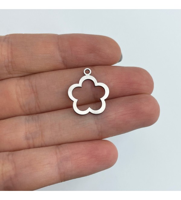 Stainless Steel Flower Charm, Tiny Flower Charm, Hollow Flower Charm, Steel Earring Charms, Laser Cut Jewelry Making Supplies STL-3587