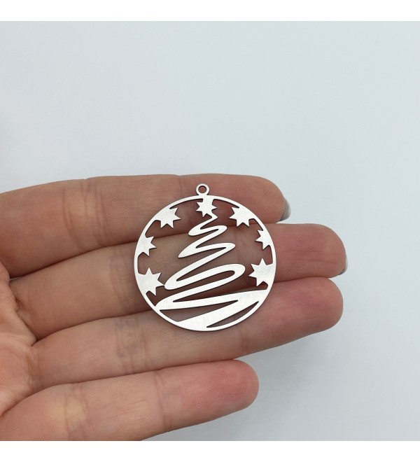 Stainless Steel Christmas Tree Charm, Tree Pendant, Steel Christmas Charms, Steel Charms for Jewelry Making, Earring Charms STL-3613