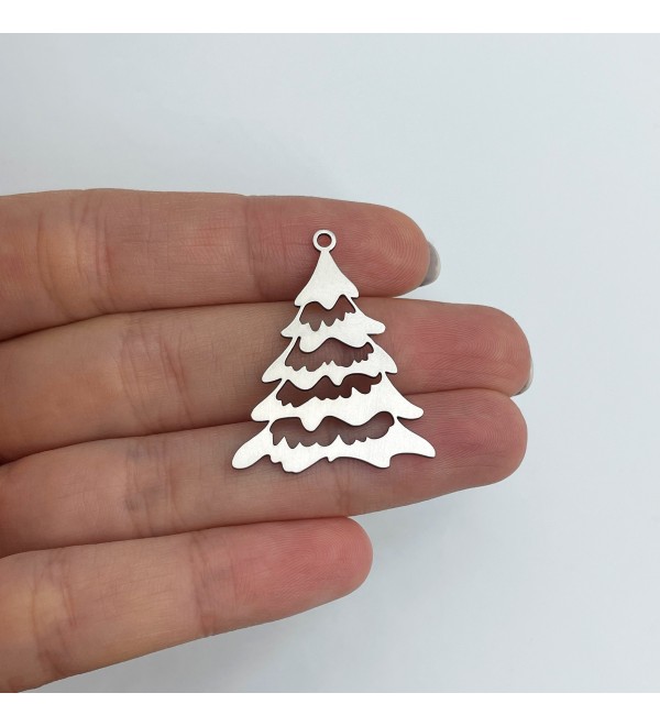 Stainless Steel Christmas Tree Charm, Tree Pendant, Steel Christmas Charms, Steel Charms for Jewelry Making, Jewelry Supplies STL-3620