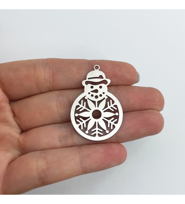 Stainless Steel Snowman Charm, Snowflake Charm, Christmas Charms, Snowman Pendant, Winter Charms, Steel Earring Charms STL-3627