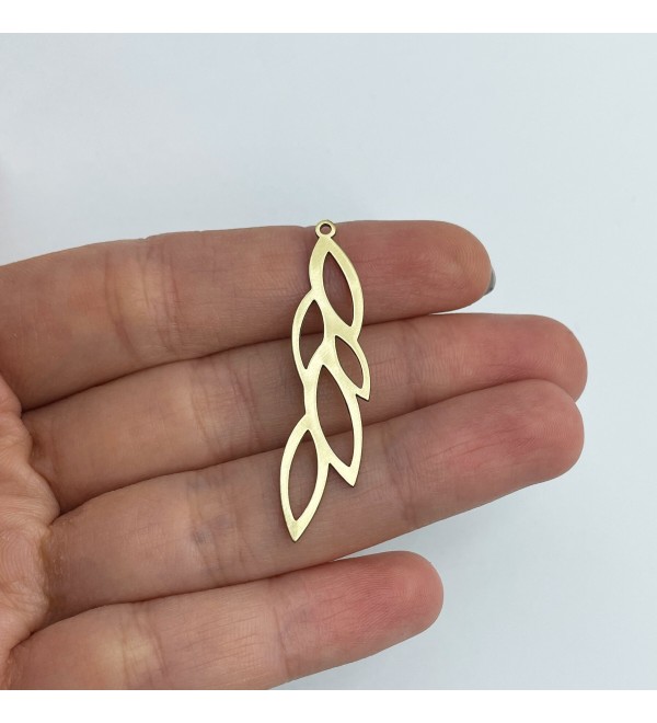 Raw Brass Olive Branch Charm, Branch Pendant, Leaf Charm, Leaf Pendant, Geometric Charms, Laser Cut Brass Jewelry Supplies RW-1598