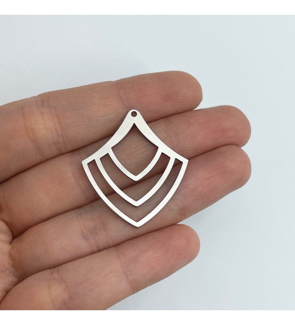 Stainless Steel Fan Shaped Charm, Geometric Earring Charm, Steel Dangle Pendant, Earring Connector, Laser Cut Jewelry Supplies STL-3592