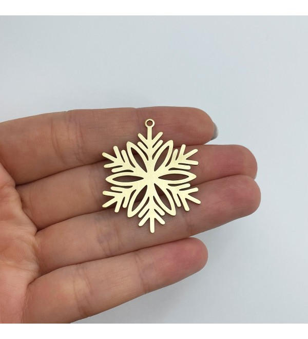 Raw Brass Snowflake Charm, Snowflake Pendant, Brass Christmas Charms, Brass Earring Charms, Winter Charms, Jewelry Supplies RW-1614