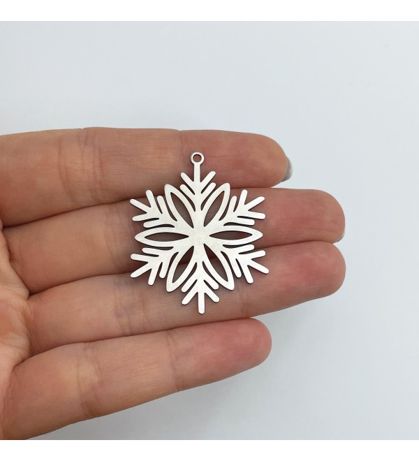 Stainless Steel Snowflake Charm, Snowflake Pendant, Steel Christmas Charms, Earring Charms, Winter Charms, Jewelry Supplies STL-3614