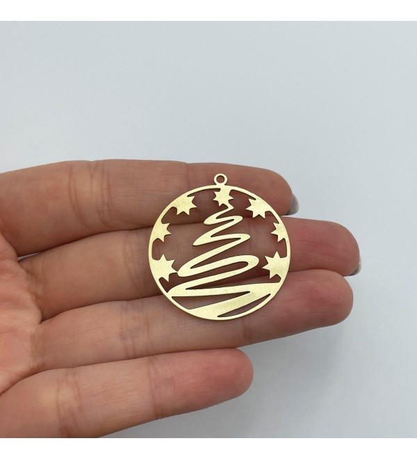 Raw Brass Christmas Tree Charm, Tree Pendant, Brass Christmas Charms, Brass Charms for Jewelry Making, Earring Charms Findings RW-1613